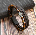 Triple Strand Leather Cross Bracelet