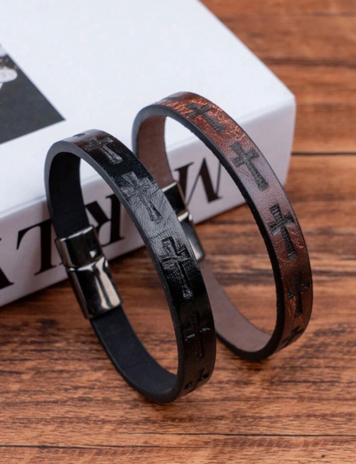 Faith Cross Leather Bracelet