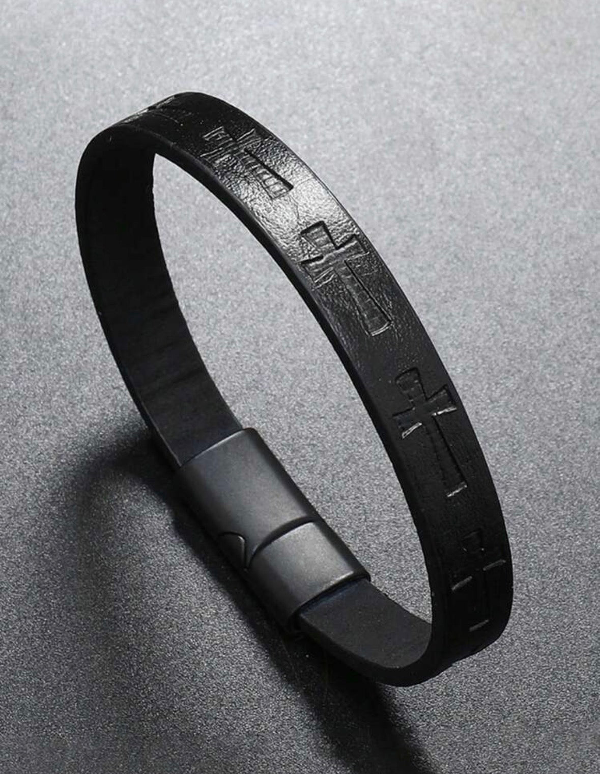 Faith Cross Leather Bracelet