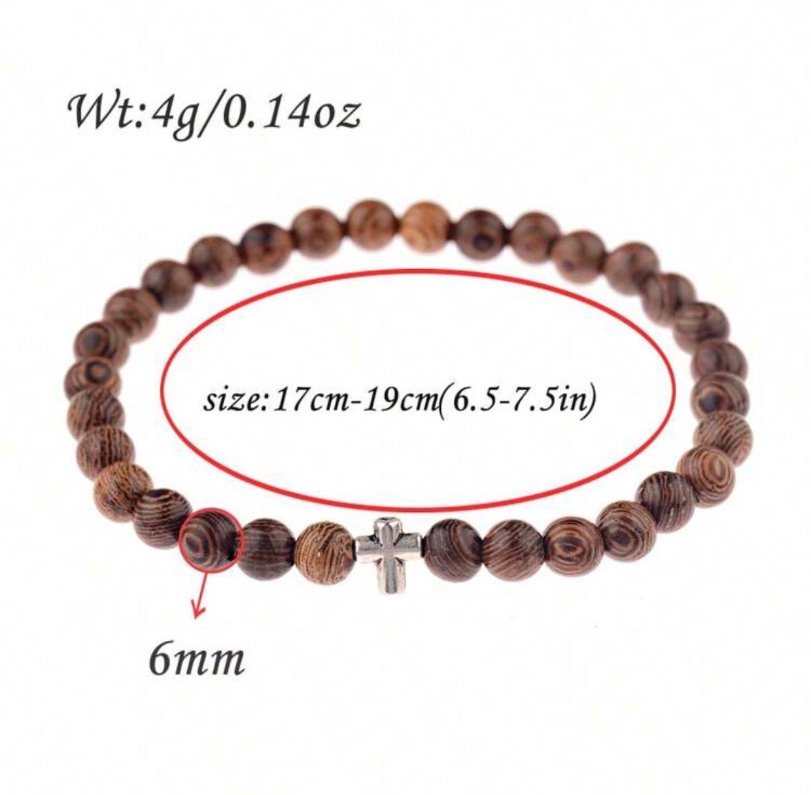 Wooden Cross Bracelet