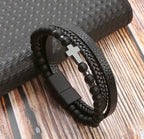 Triple Strand Leather Cross Bracelet