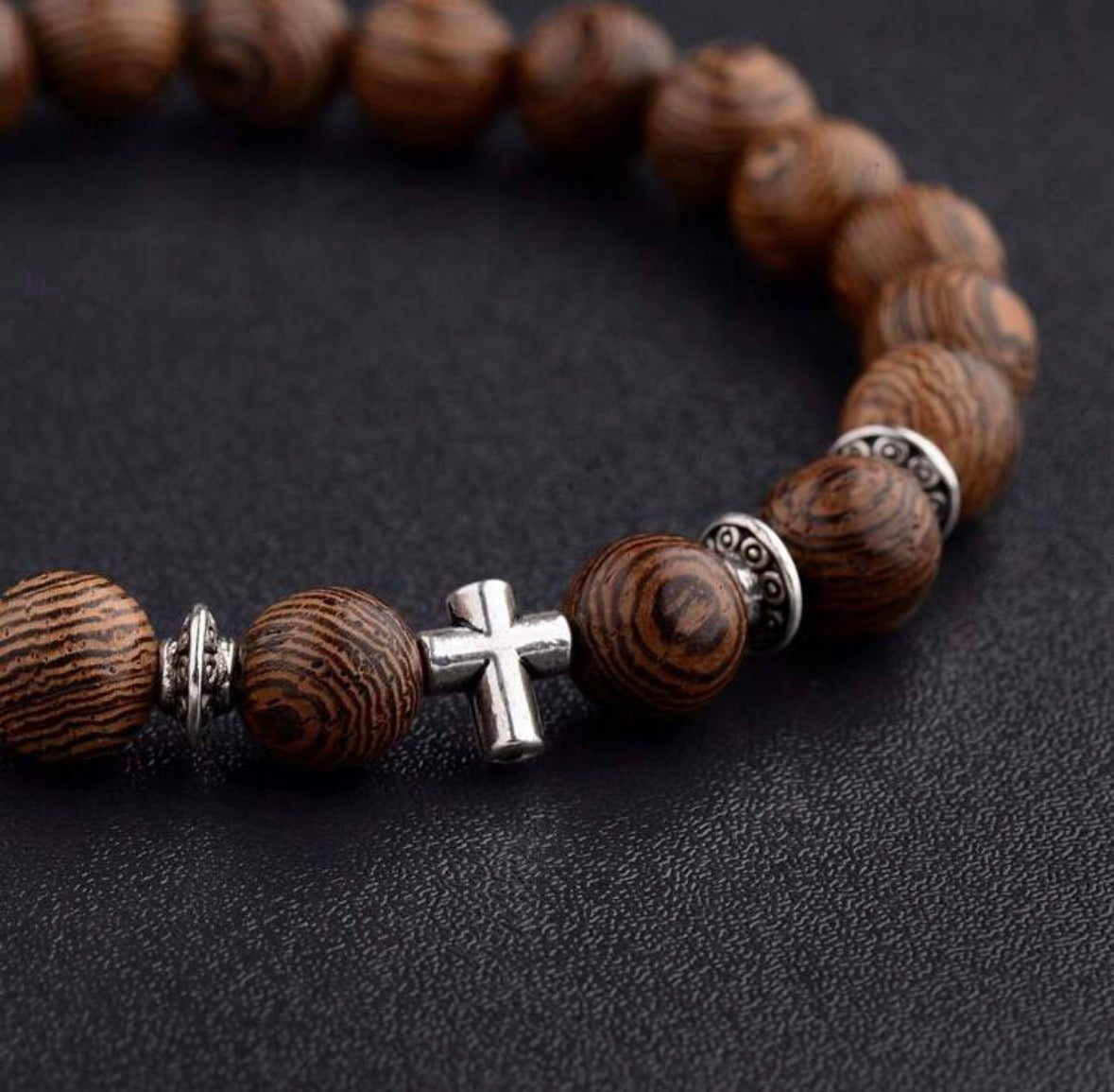 Wooden Cross Bracelet