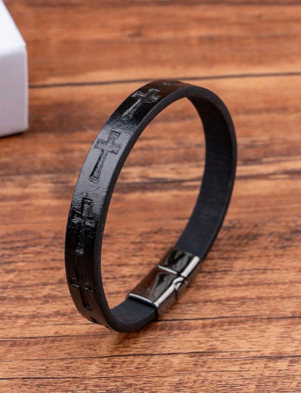 Faith Cross Leather Bracelet