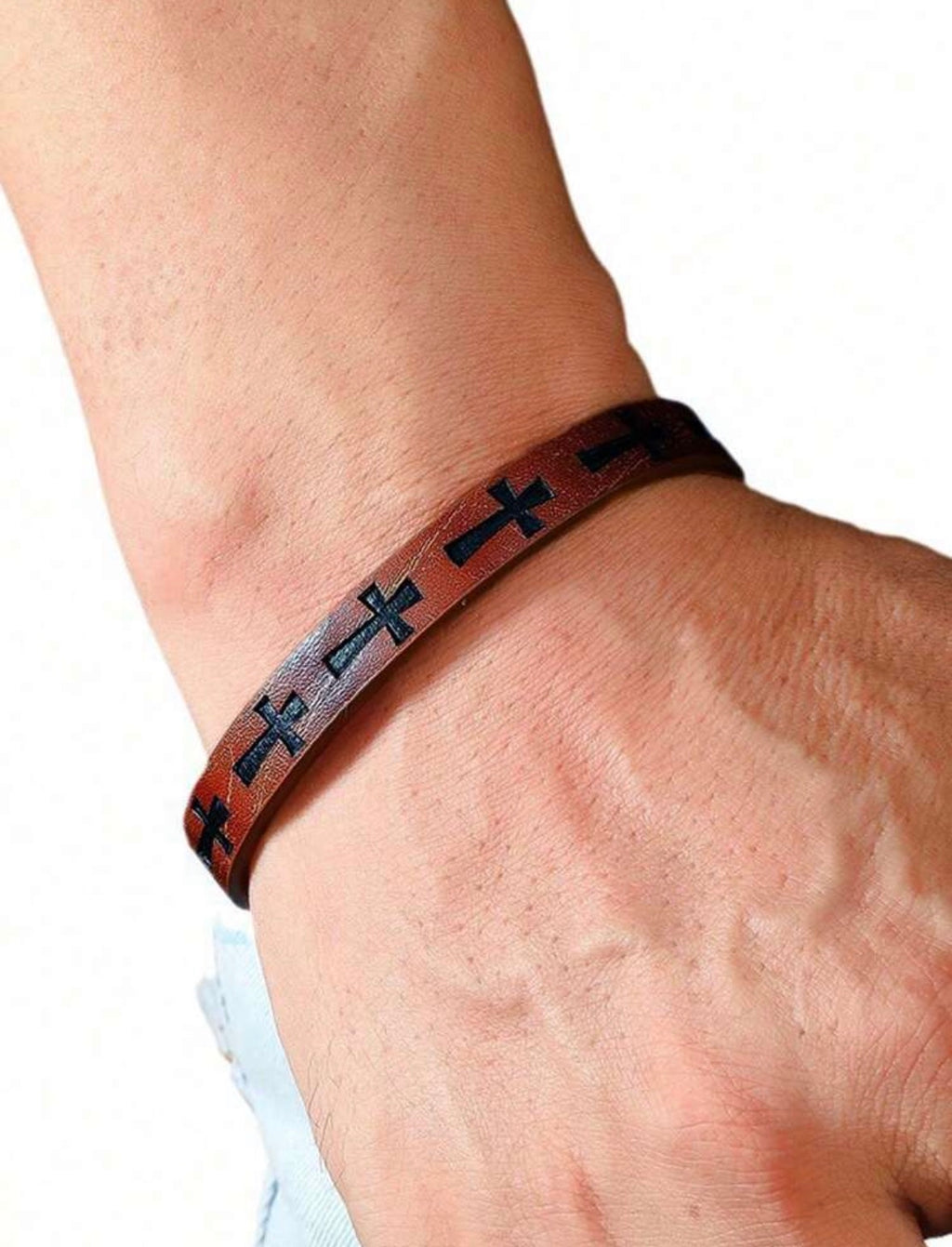 Faith Cross Leather Bracelet