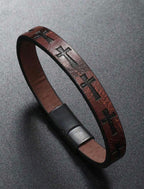 Faith Cross Leather Bracelet